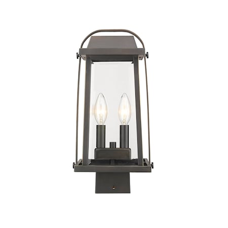 Z-Lite Millworks 2 Light Outdoor Post Mount Fixture, Oil Rubbed Bronze & Clear Beveled 574PHMS-ORB